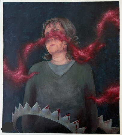 Untitled (Acrylic on canvas paper, signature blocked out)